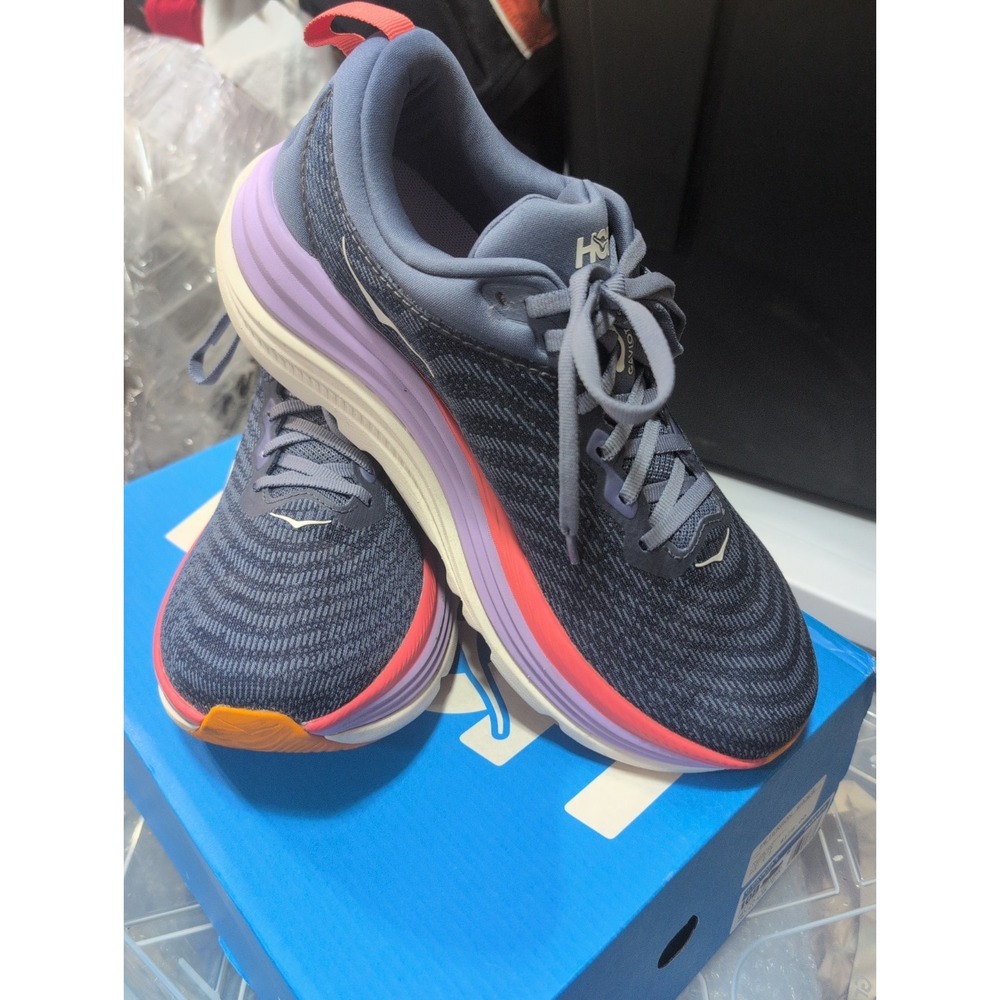 HOKA GAVIOTA 5 Women's 10D Blue/Melon /Lavender Running Shoes Used
